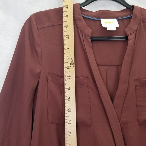 Anthropologie Maeve Eva Wrap Drape Front Blouse Women's Size 2 Crepe Taupe - Picture 12 of 16